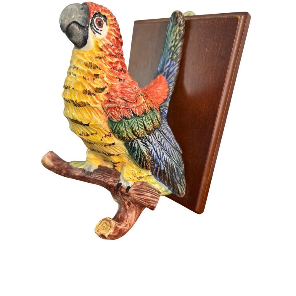 Vintage A Due Tosin Ceramic Parrot Wall Hanger Hook Italy Hand Painted Estate